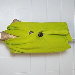 Carrie Allen Chunky Knit Lime Green Cardigan Scarf Shrug Coconut Shell Buttons